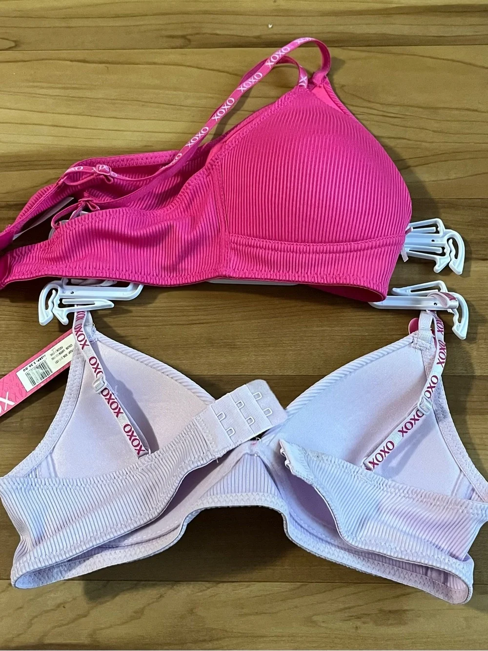 XOXO Girls 2-Pack Ribbed Bras Pink & Lavender NWT 32B